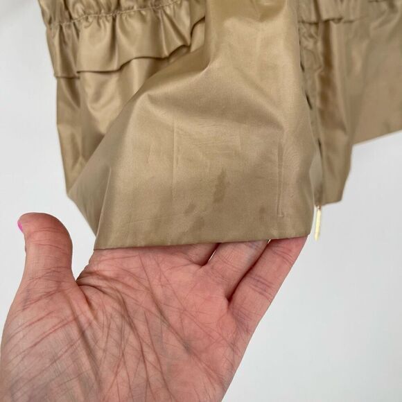 CH Carolina Herrera Windbreaker Ruffle Lightweight Zip Up Jacket Tan Women Small - Picture 3 of 9